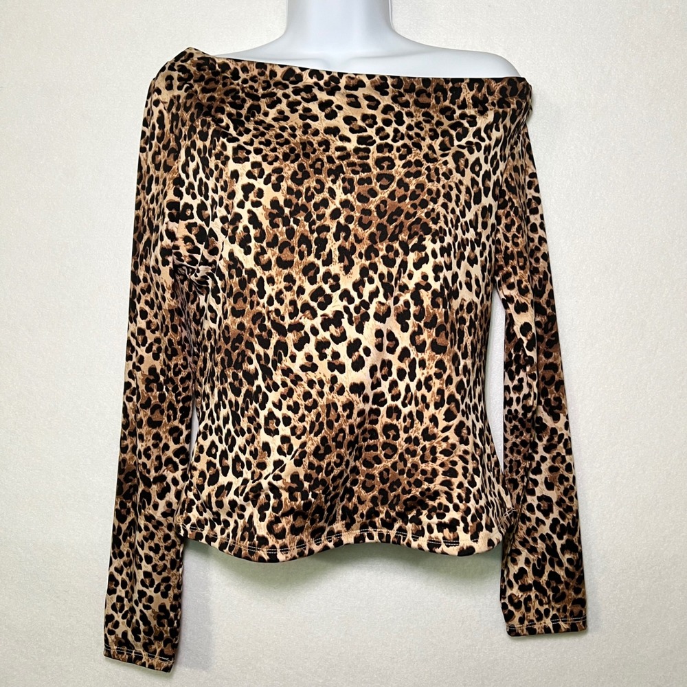 Madden Girl Cheetah Mob Wife Y2K Baddie Indie Sleaze Rock Asymmetrical Top L